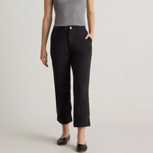Quince Black Organic Stretch Cotton Twill Straight Leg Cropped Pants, Size 10